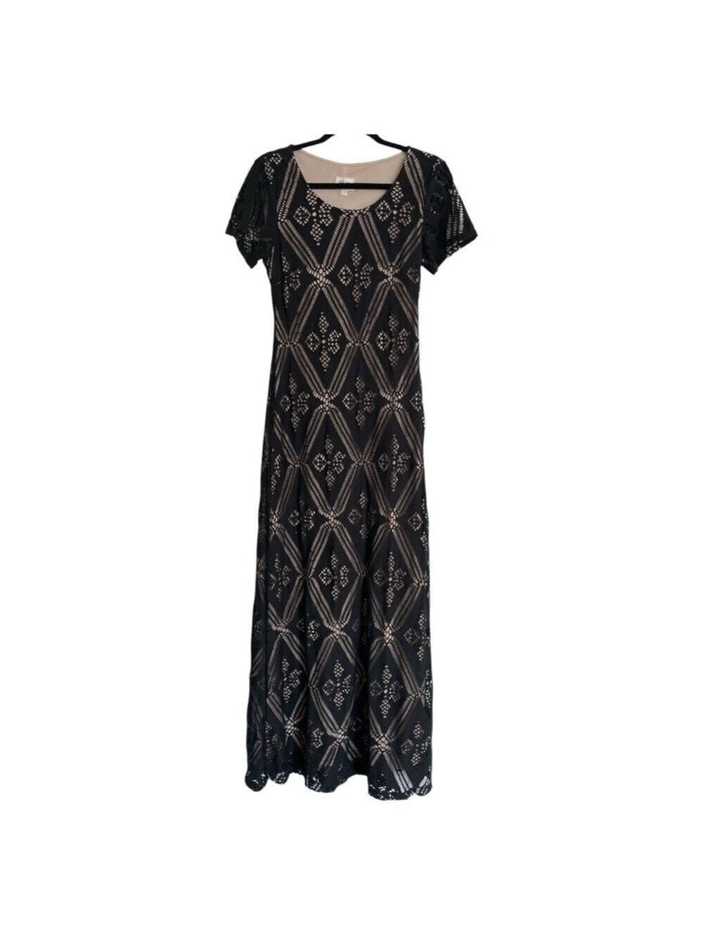 Beige by eci Black and Cream Maxi Dress Size 4